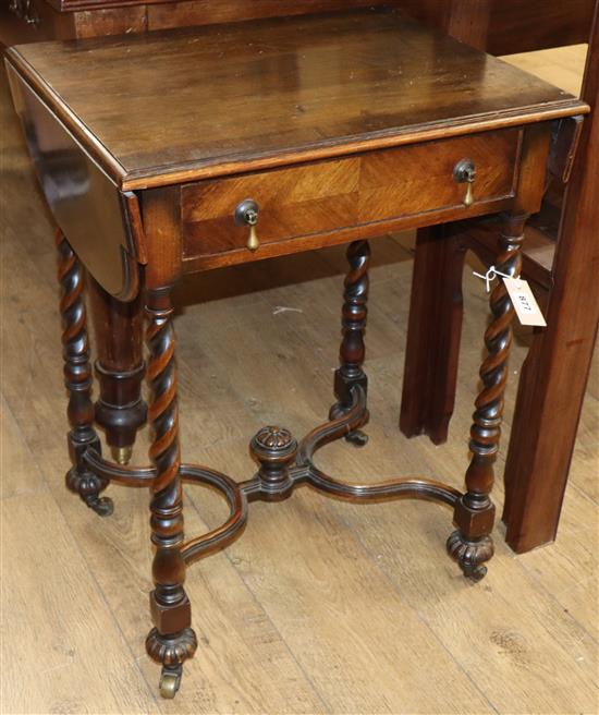 A late 19th century crossbanded mahogany drop leaf occasional table W.55cm